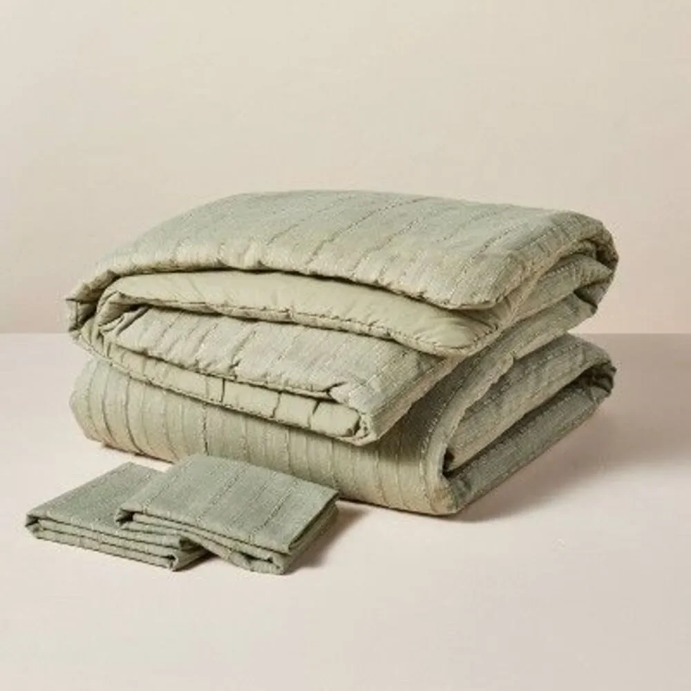 Hearth & Hand Olive Green Quilted Coverlet Set